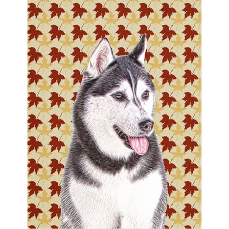 Carolines Treasures Fall Leaves Alaskan Malamute Flag Canvas House Size KJ1203CHF
